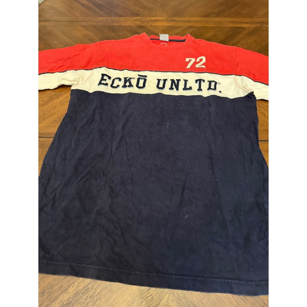 Ecko Unltd Mens XL Red White Blue Colorblock Graphic T-Shirt Buckle Exclusive - Picture 4 of 6